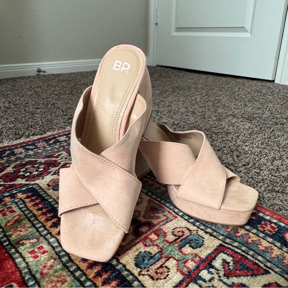 BP Women's blush pink Suede wedge heels